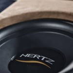Hertz Hi-Energy subwoofer in custom built enclosure fabricated with a new dash